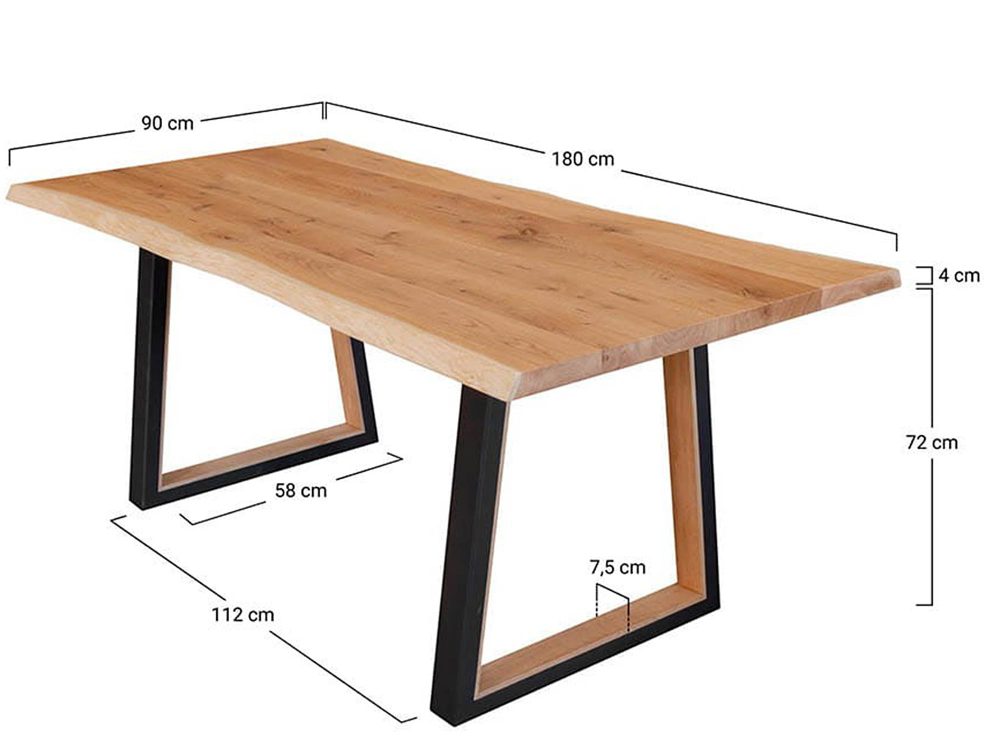 Debowy Stół  Mavardo 90x180 czarne nogi - obrazek 9