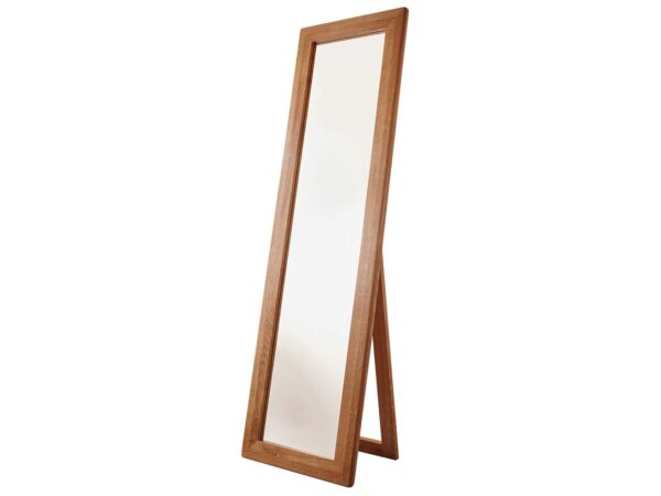 Lustro wolnostojące z drewnianą ramą – widok boczny