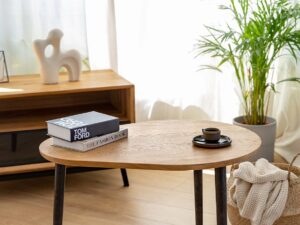 miniaturka Stolik kawowy debowy na trzech nogach