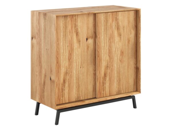 Komoda z litego drewna – prosta forma na czarnych metalowych nogach