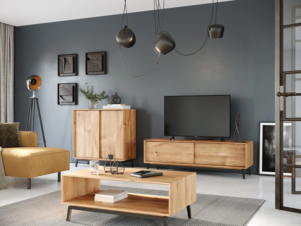 Loft Komoda Winna Naturalny Dąb Nogi Stal Kyoto - obrazek 2