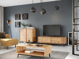 miniaturka Loft Komoda Winna Naturalny Dąb Nogi Stal Kyoto