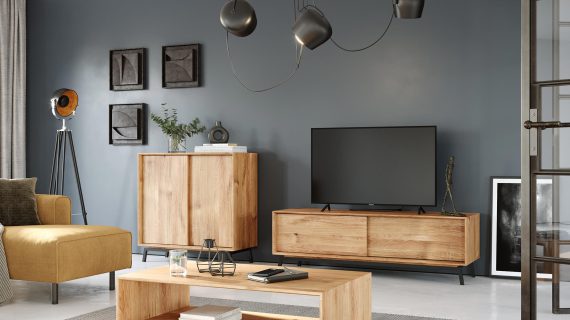 Loft Komoda Winna Naturalny Dąb Nogi Stal Kyoto - obrazek 2