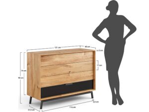 miniaturka Loft Komoda Szuflady Szyba Dębowa Grafitem Kyoto