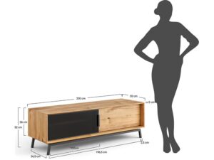 miniaturka Loft Szafka RTV 200 Zamknięta Szyba Dąb Kyoto