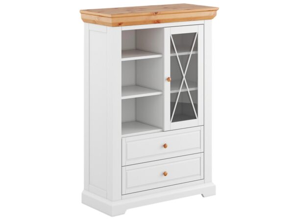 Witryna z przeszkleniami i szufladą – mebel w stylu francuskiej wsi