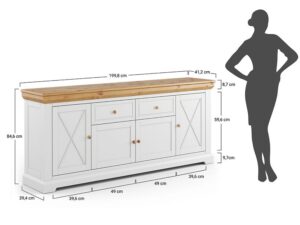 miniaturka Komoda Klasyczna z Litego Drewna w Bieli Petra