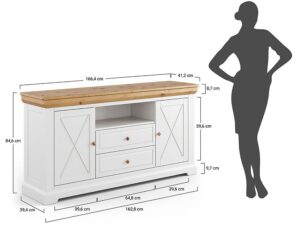 miniaturka Komoda Klasyczna Sosna Fińska w Ciepłej Bieli Petra