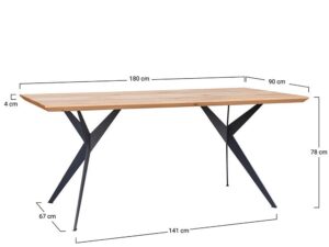 miniaturka Dębowy Stół na metalowych nogach 90×180