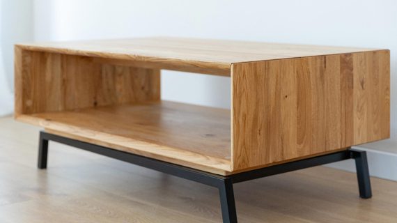 miniaturka Loft Stolik Kawowy Dąb Naturalny Stal Kyoto