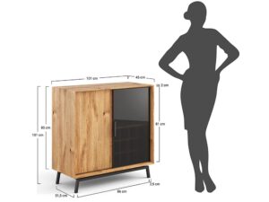 miniaturka Loft Komoda Winna Szyba Stal Dąb Kyoto