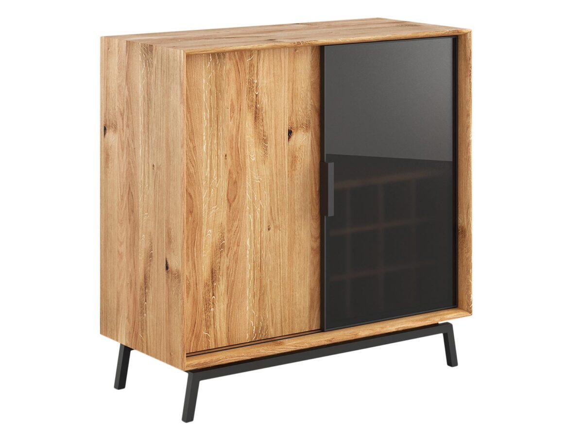 Loft Komoda Winna Szyba Stal Dąb Kyoto