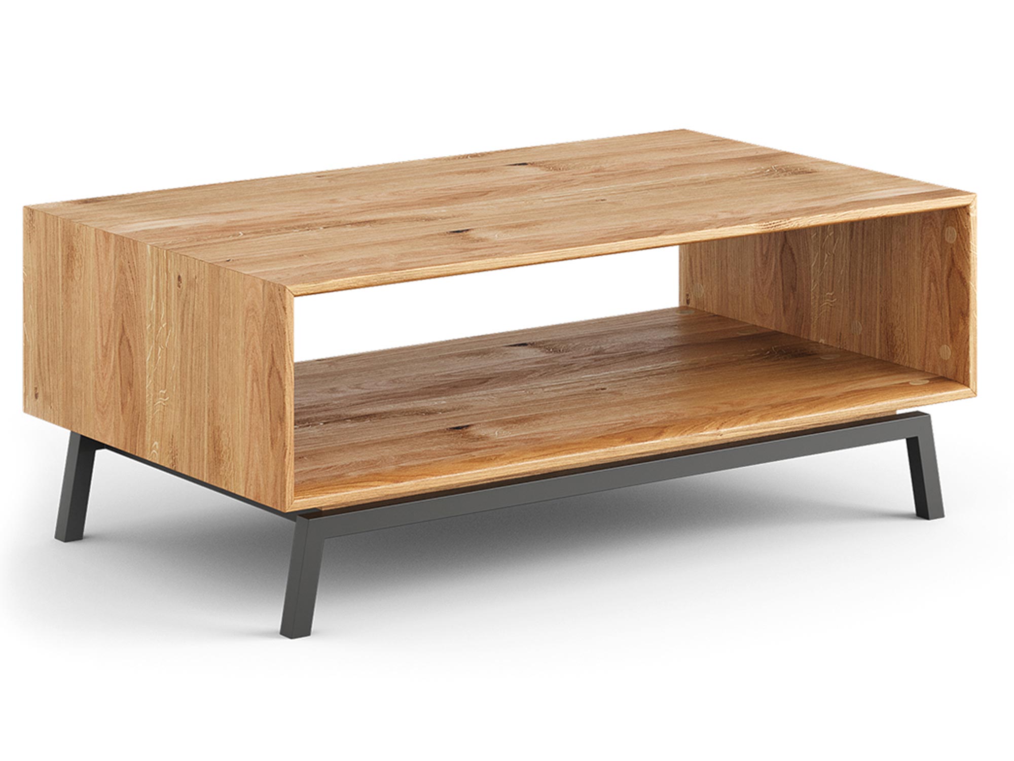 Nowoczesny stolik kawowy – prostokątny blat i metalowe nogi Nowoczesny stolik kawowy – prostokątny blat i metalowe nogi