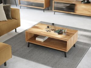 miniaturka Loft Stolik Kawowy Dąb Naturalny Stal Kyoto