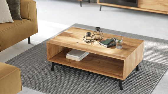 miniaturka Loft Stolik Kawowy Dąb Naturalny Stal Kyoto