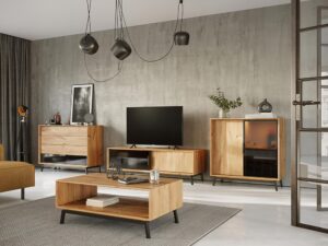 miniaturka Loft Stolik Kawowy Dąb Naturalny Stal Kyoto