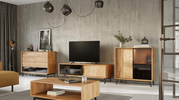 miniaturka Loft Stolik Kawowy Dąb Naturalny Stal Kyoto