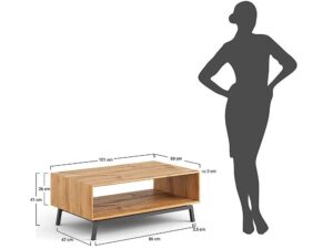 miniaturka Loft Stolik Kawowy Dąb Naturalny Stal Kyoto