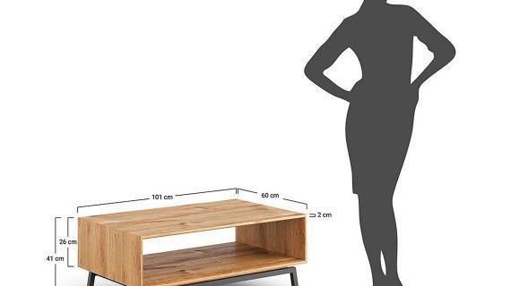 miniaturka Loft Stolik Kawowy Dąb Naturalny Stal Kyoto