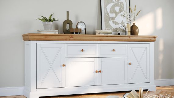 miniaturka Komoda Klasyczna z Litego Drewna w Bieli Petra