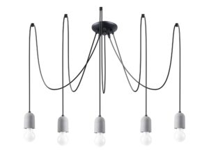 Geometryczny Żyrandol SOLARO 5 – 5 Żarówek Szaro-Czarny