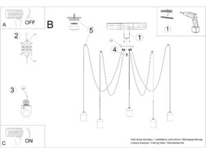 miniaturka Geometryczny Żyrandol SOLARO 5 – 5 Żarówek Szaro-Czarny