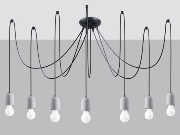 Nowoczesna lampa z czarnymi przewodami – szare tło