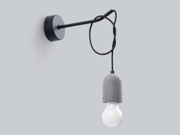 Lampa ścienna z betonową oprawką – szare tło