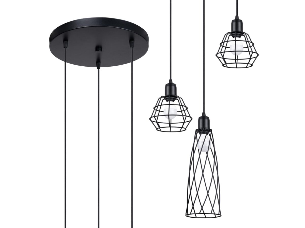 Lampa Wisząca NOCTA 3P Czarna Stal 3 Żarówki E27