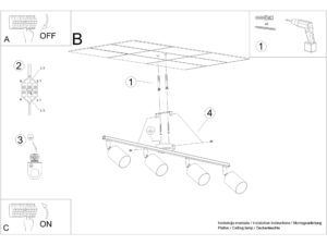 miniaturka Designerski Plafon LUMINO 4L 4x LED GU10 Czarny
