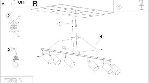 Elegancki Plafon LUMINO 6L Czarny 6 Żarówek GU10 - obrazek 7