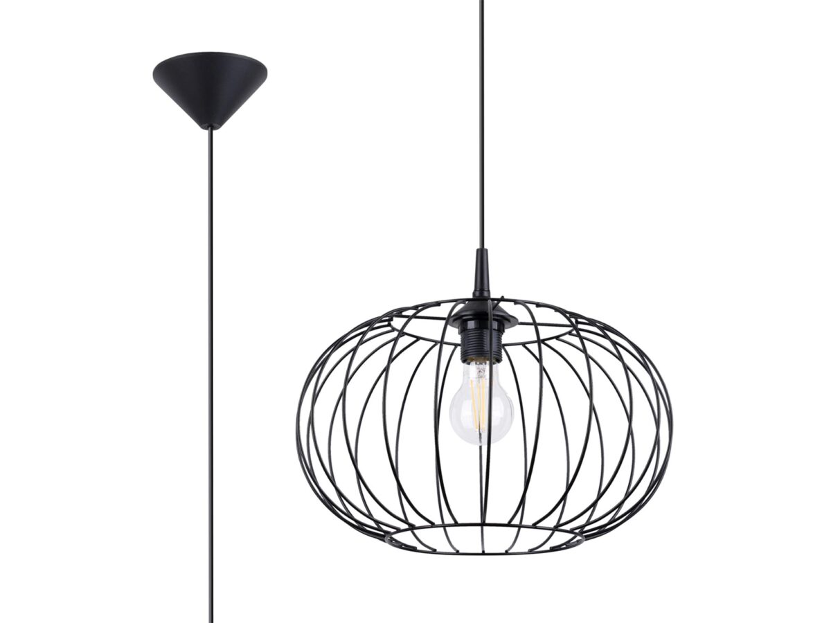 Designerska Lampa Wisząca TSUNAMI Czarna E27 1x15W