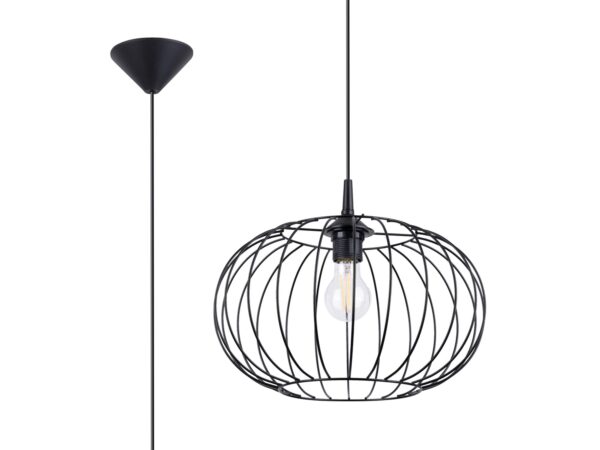 Lampa z czarnych prętów – styl nowoczesny, geometryczny