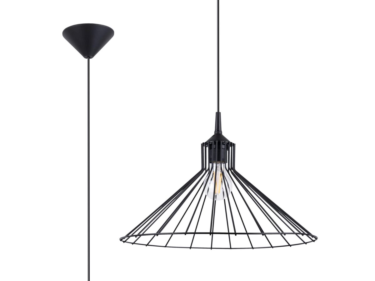 Elegancka Czarna Lampa Wisząca EDANA E27 86cm