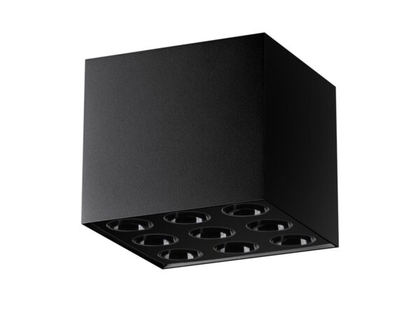 Czarna lampa LED z reflektorami – industrialny design