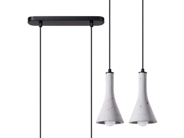 Aranżacja wnętrza z 2 lampami z betonu – kuchnia skandynawska