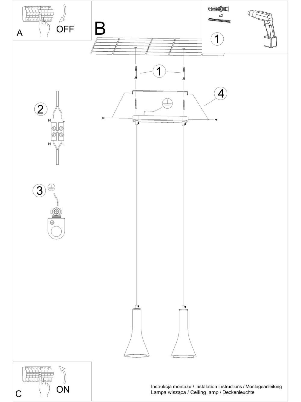 Lampa Wisząca REALE 2 Betonowa Dwupunktowa - obrazek 10