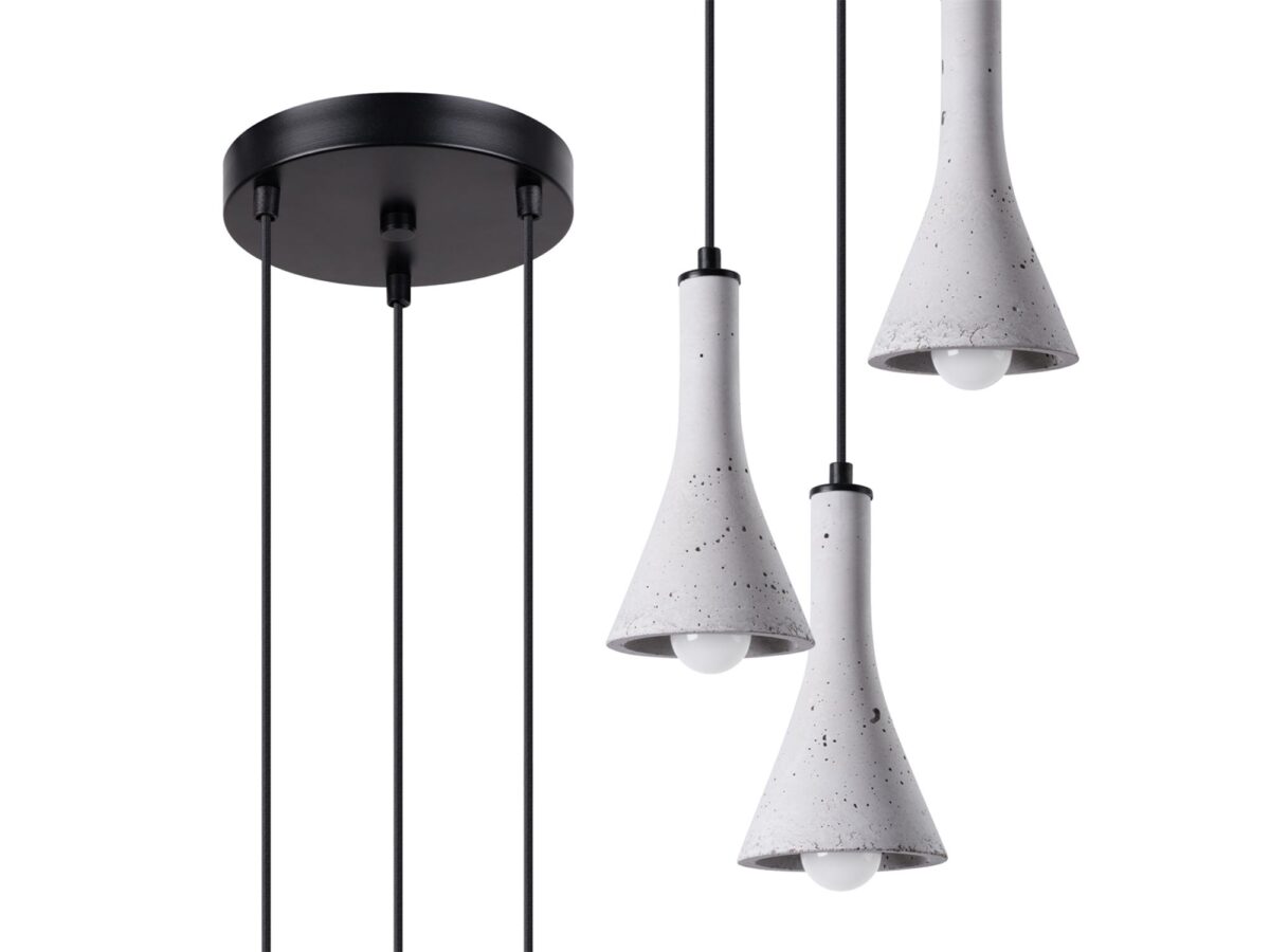 Lampa REALE 3P Szary Beton Industrial 27cm