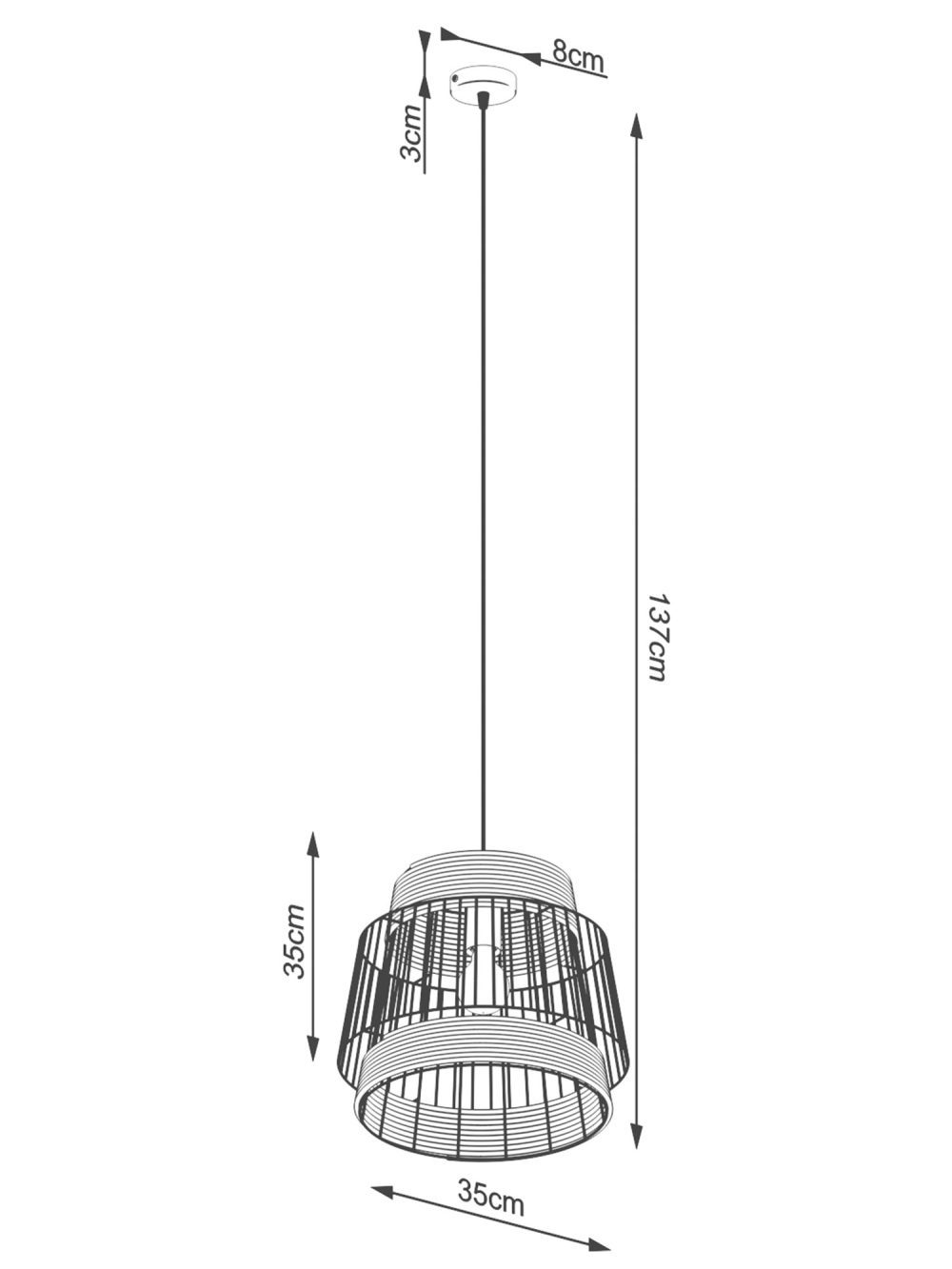 Designerska Lampa Wisząca 35x137cm Czarna LUCIDO - obrazek 9