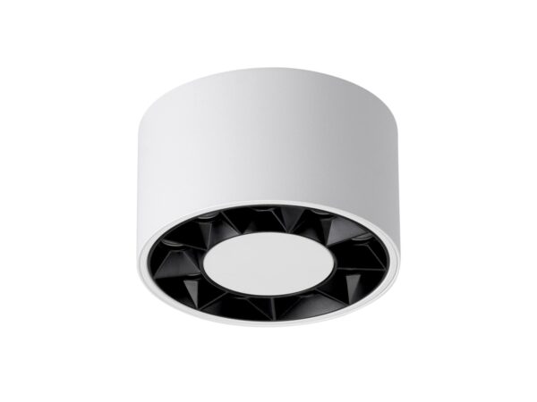 Biała oprawa sufitowa z czarnym środkiem – widok od dołu