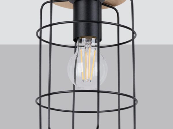 Detal kosza z żarówką E27 – struktura siatki