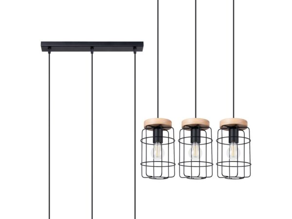 Trzy metalowe lampy w siatkowych obudowach – wersja produktowa