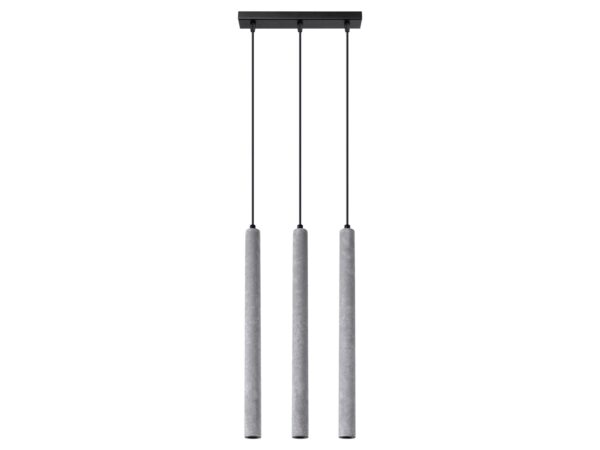 Lampa sufitowa z trzema tubami z betonu – elegancka kompozycja