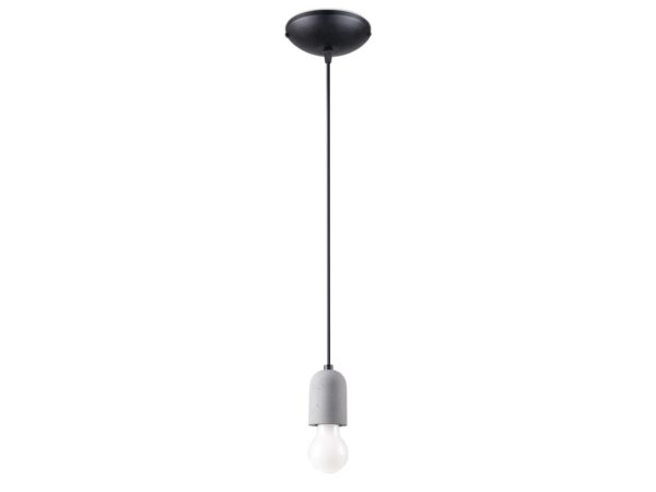 Betonowa lampa wisząca na czarnym przewodzie – industrialny design