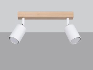 miniaturka Minimalistyczny Plafon CLARIS 2 Biały Stal/Drewno IP20