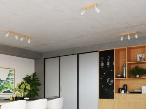 miniaturka Nowoczesny Plafon CLARIS 4 Biały 4x10W LED Stal/Drewno