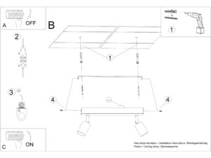 miniaturka Plafon Stalowo-Drewniany Czarny Minimalizm – CLARIS 2