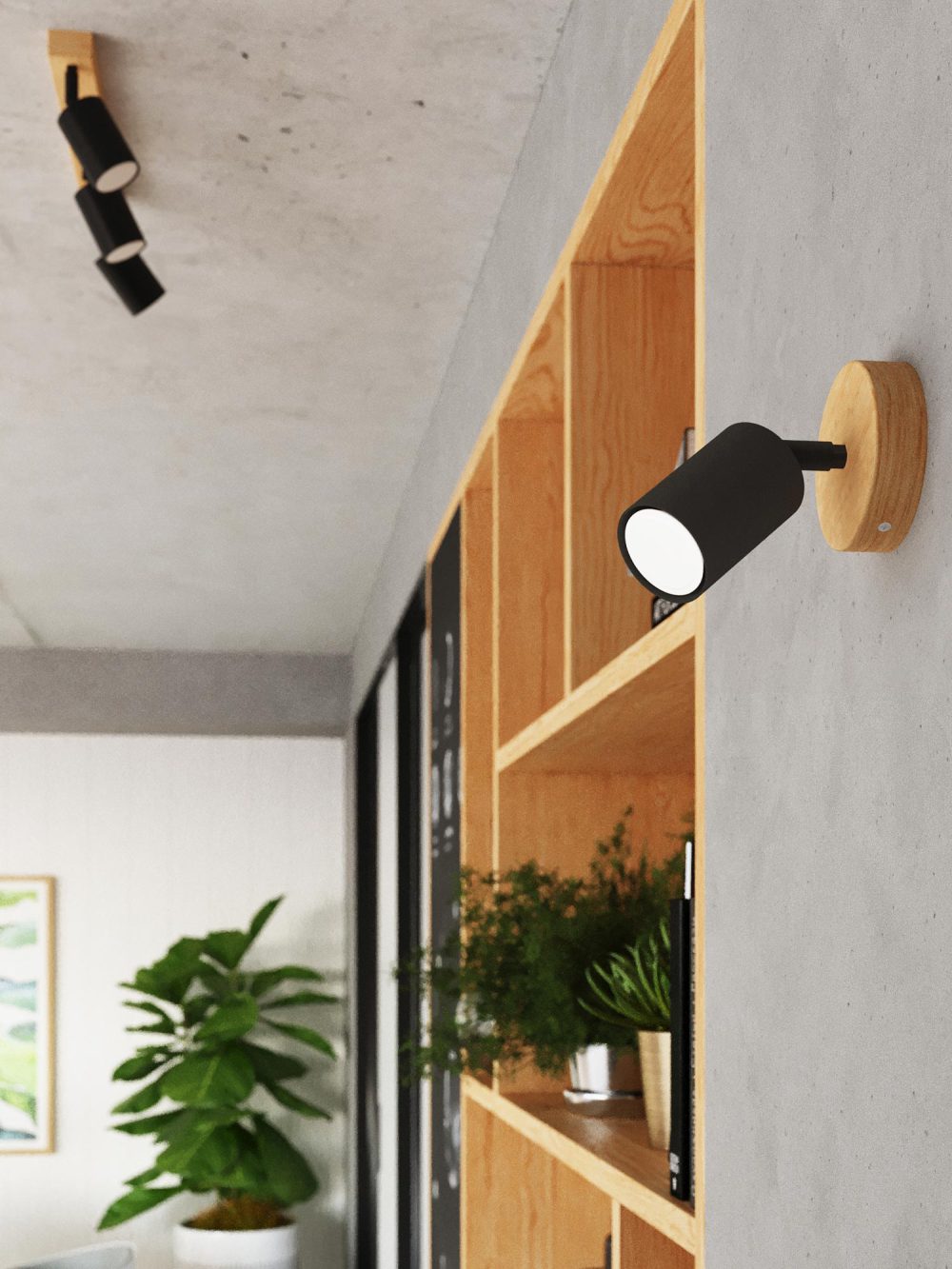 Plafon Stalowo-Drewniany Czarny Minimalizm – CLARIS 2 - obrazek 7
