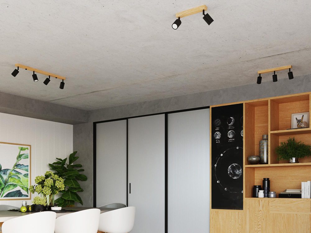 Plafon Stalowo-Drewniany Czarny Minimalizm – CLARIS 2 - obrazek 6