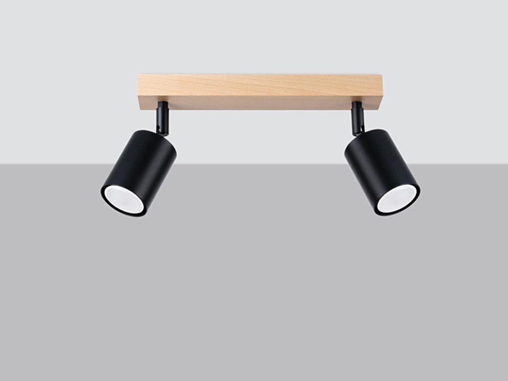 Plafon Stalowo-Drewniany Czarny Minimalizm – CLARIS 2 - obrazek 2